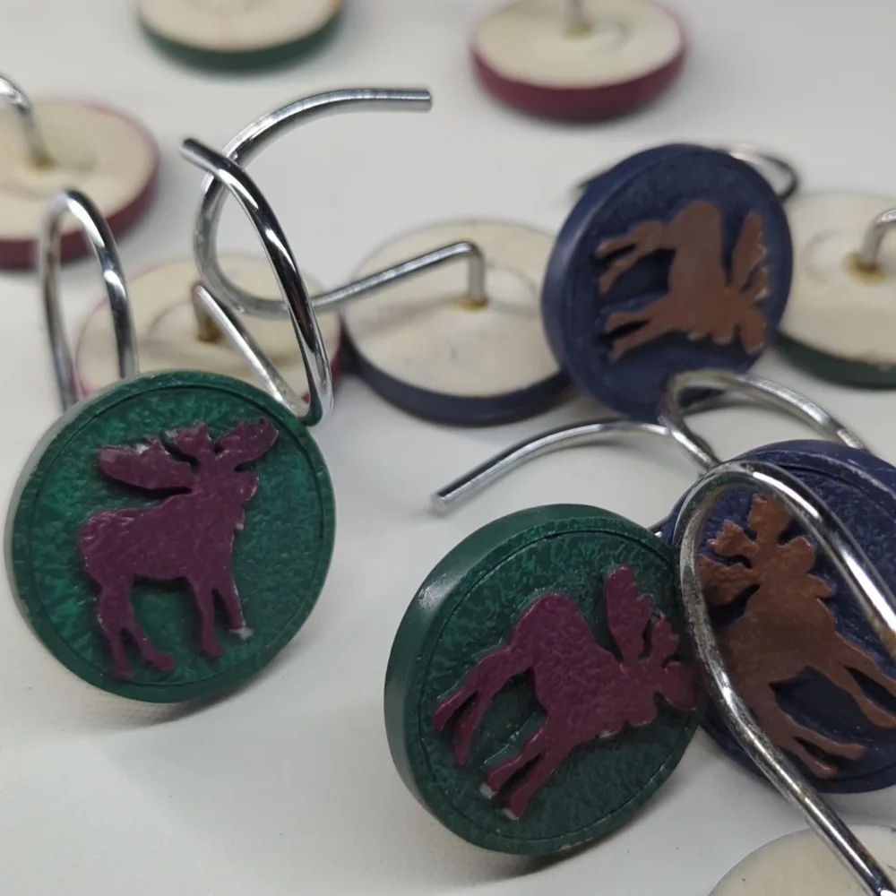 Vintage Moose Shower Hooks With Imperfections